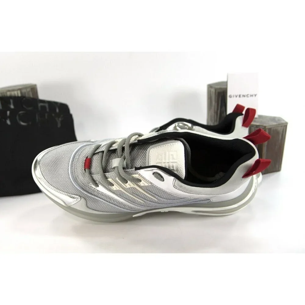 Givenchy Mens GIV 1 Silver Metallic Calf Leather Sneakers 46 NIB - Picture 11 of 12